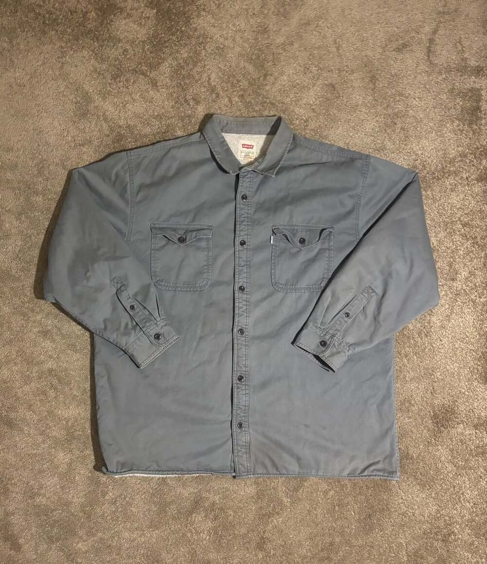 Levi's Sherpa Lined Canvas Shirt Jacket Mens 3XL Regular Grey Shacket Warm Coat